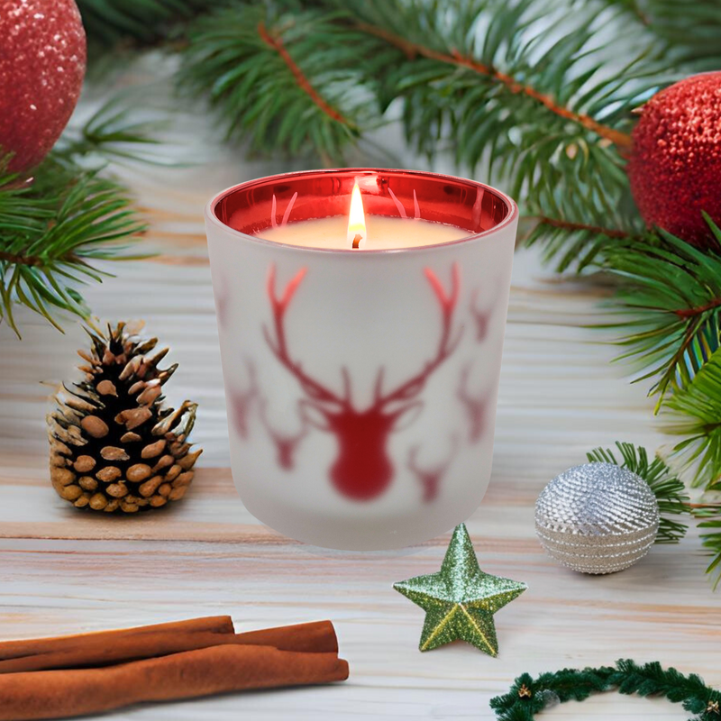 Christmas Sandalwood Scented  Reindeer Christmas Candle
