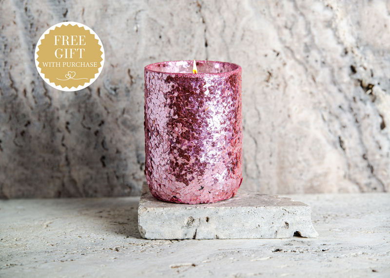 Handcrafted cosmos glitter candle