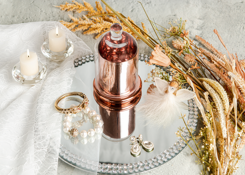 rose gold Cloche Wedding candle by Angel Lights Co.