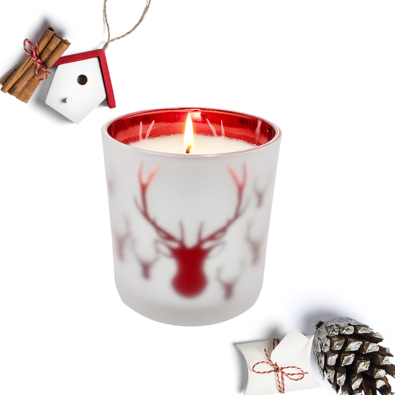 Reindeer themed sandalwood Christmas candle
